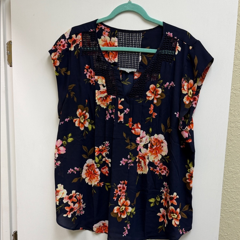 Daniel Rainn Navy Floral Blouse